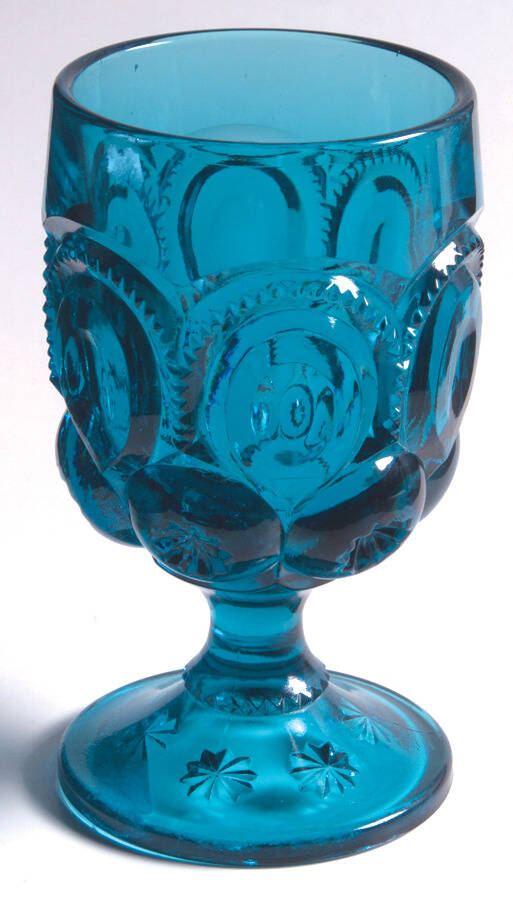 Moon and Star Blue Water Goblet by L G Wright Glass-1