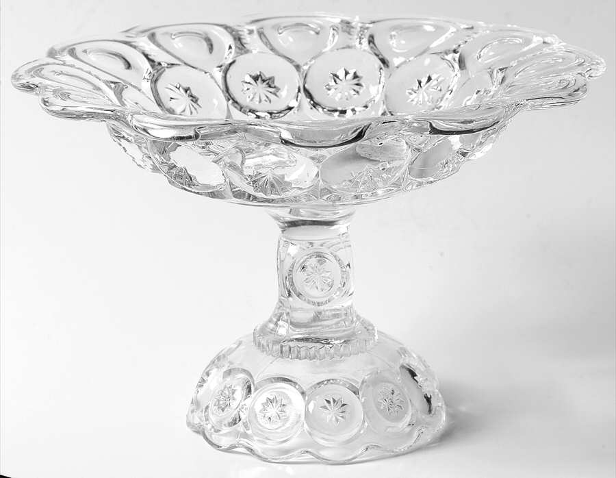 Moon and Star Clear Round Compote (Height X Width) by L G Wright Glass-1