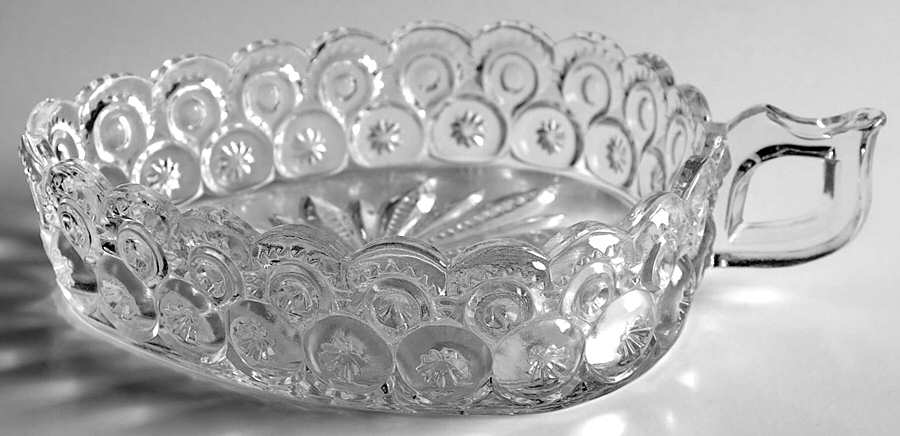 Moon and Star Clear Triangular Handled Nappy by L G Wright Glass-1