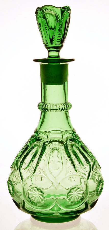 Moon and Star Green Decanter & Stopper by L G Wright Glass-1