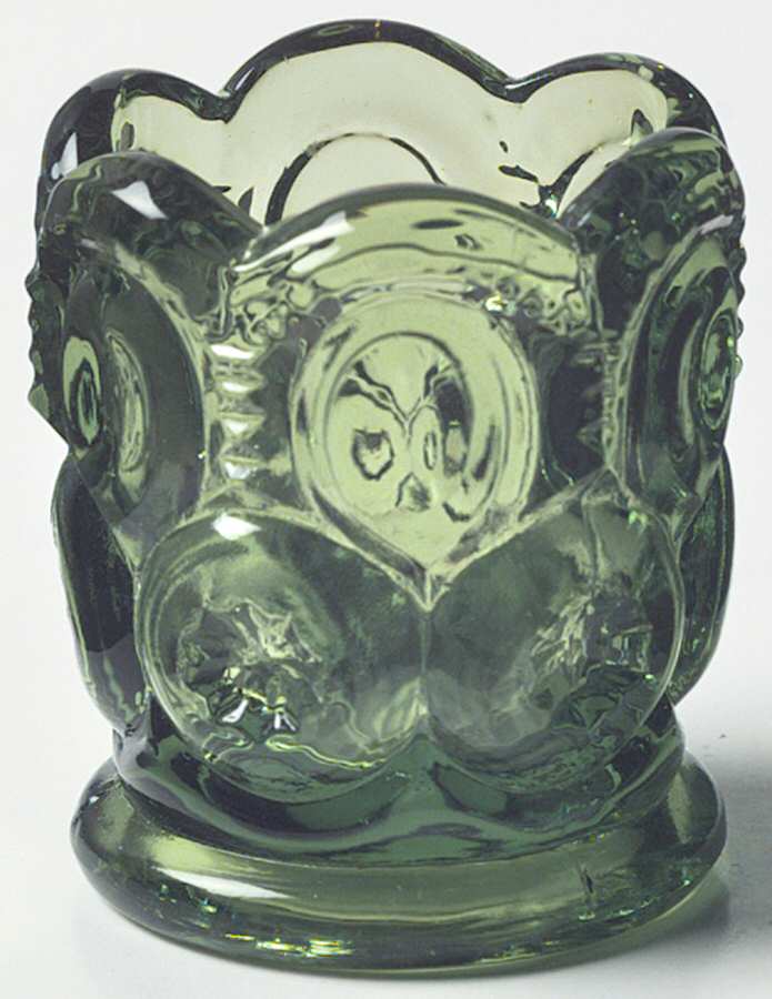 Moon and Star Green Toothpick Holder by L G Wright Glass-1