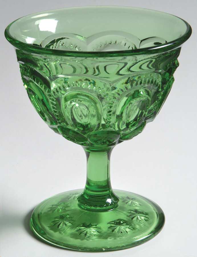 Moon and Star Green Champagne/Tall Sherbet by L G Wright Glass-1