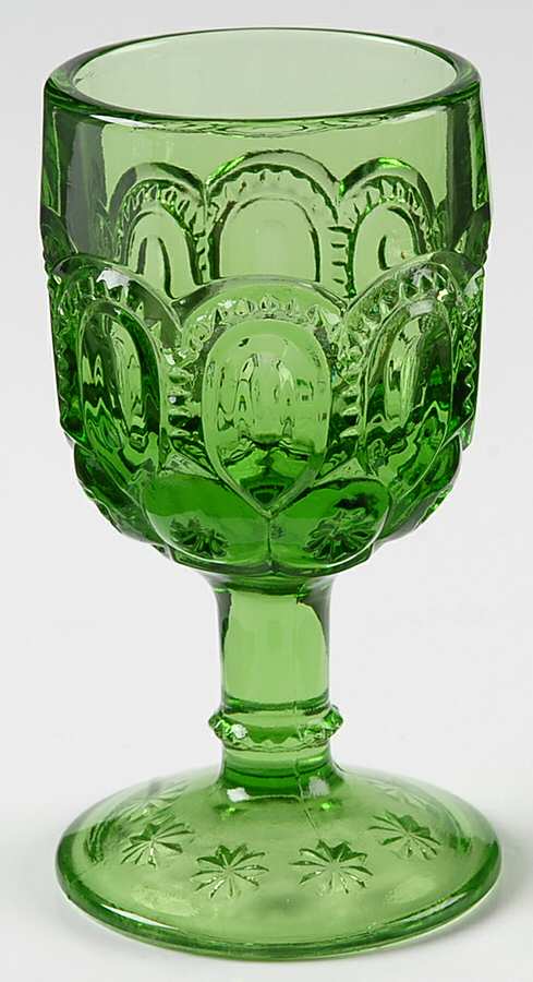Moon and Star Green Wine Glass by L G Wright Glass-1