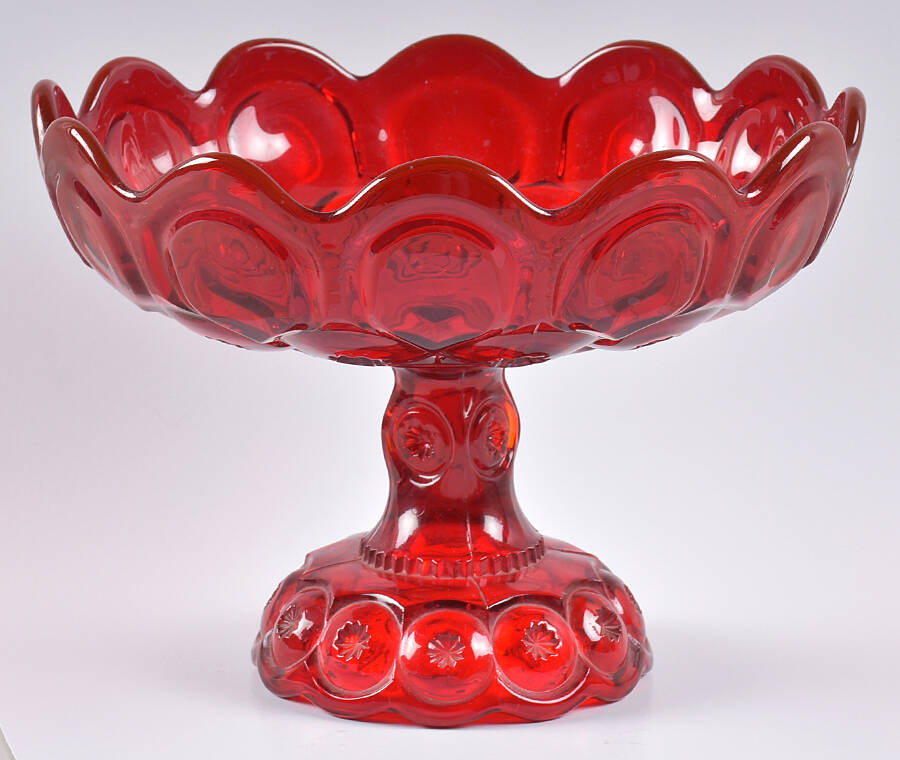 Moon and Star Ruby 7" Height Open Compote by L G Wright Glass-1