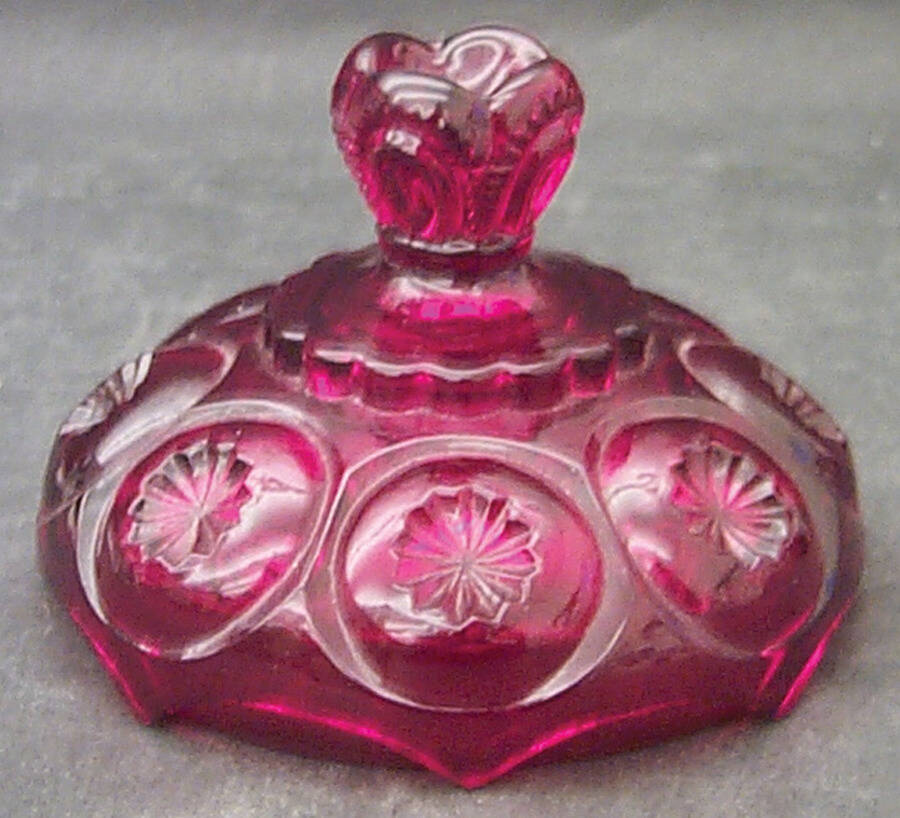 Moon and Star Ruby Lid for Tall Footed Jam/Jelly by L G Wright Glass-1