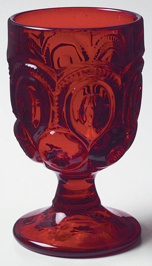 Moon and Star Ruby Water Goblet by L G Wright Glass-1