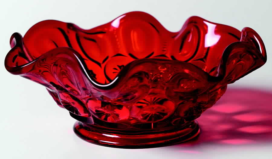 Moon and Star Ruby 6" Crimped Nappy by L G Wright Glass-1