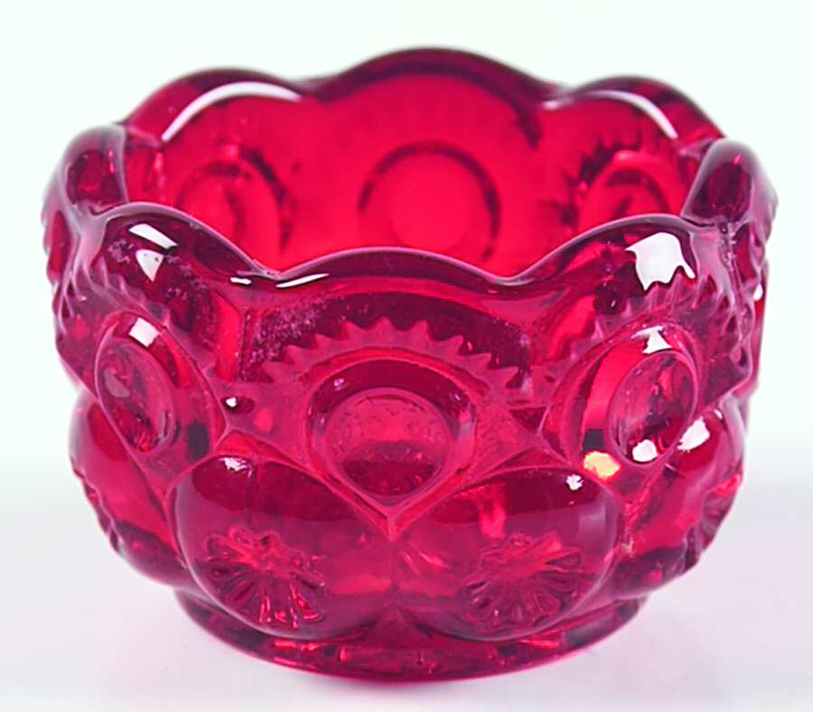 Moon and Star Ruby Table Salt Dip by L G Wright Glass-1