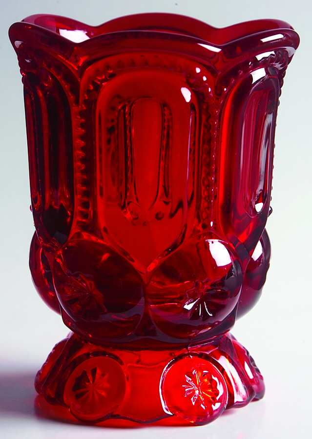 Moon and Star Ruby Open Spooner by L G Wright Glass-1