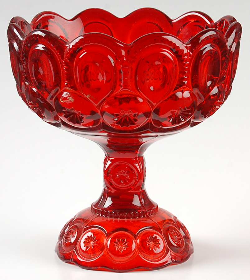 Moon and Star Ruby 10" Compote No Lid by L G Wright Glass-1