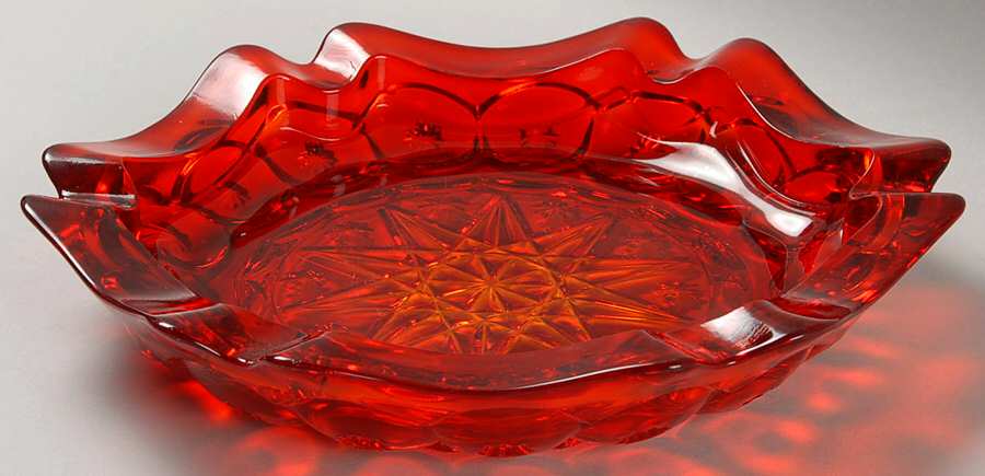 Moon and Star Ruby 8" Ashtray by L G Wright Glass-1