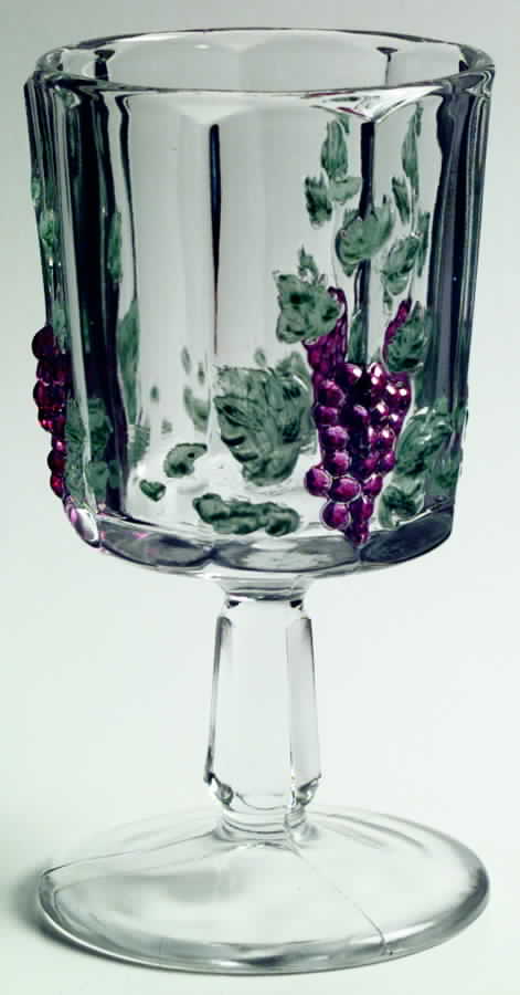 Panel Grape Painted Water Goblet by L G Wright Glass-1