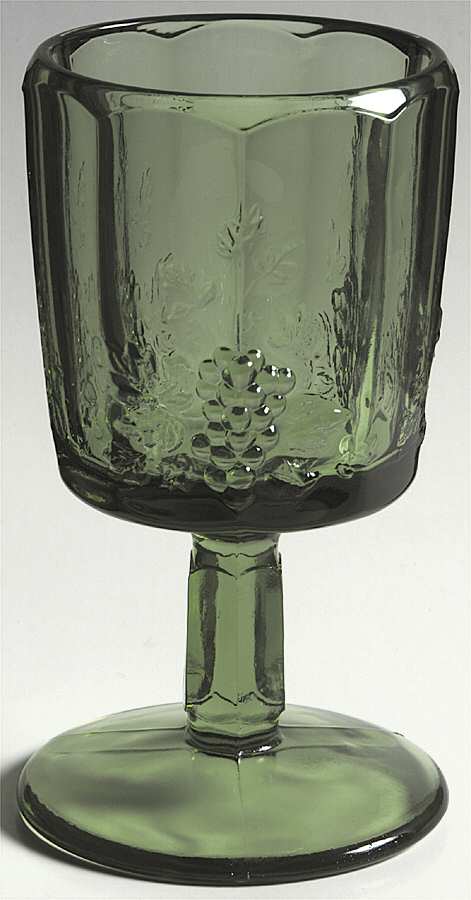 Panel Grape Green Water Goblet by L G Wright Glass-1