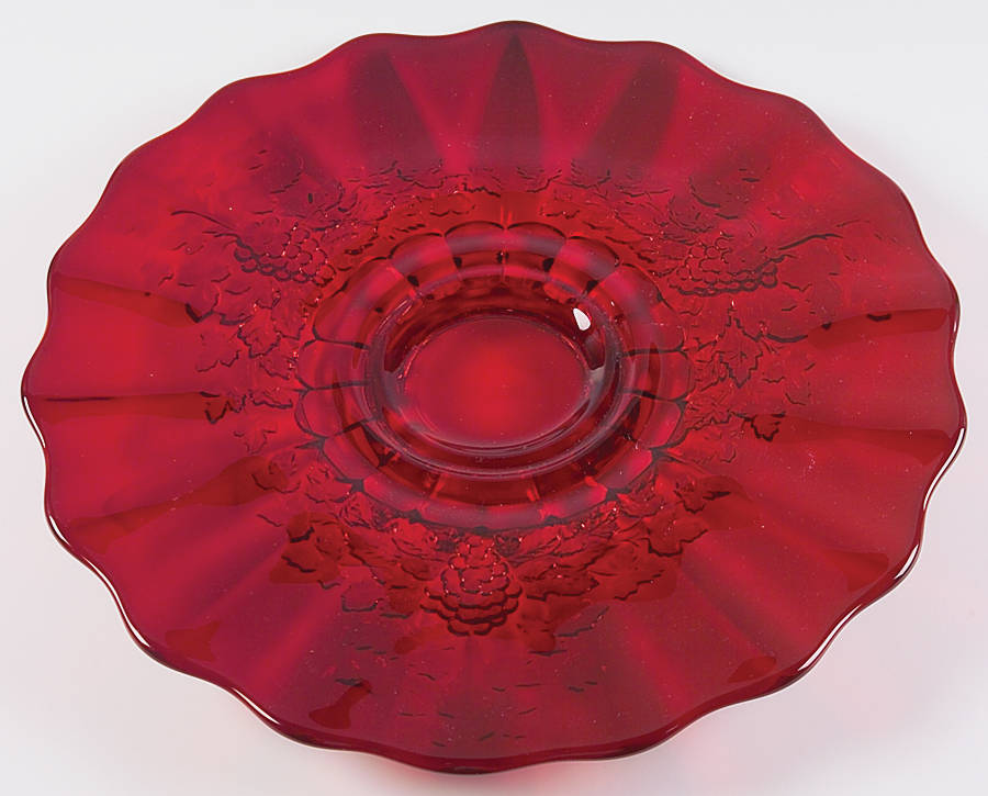 Panel Grape Ruby Punch Bowl Underplate by L G Wright Glass-1