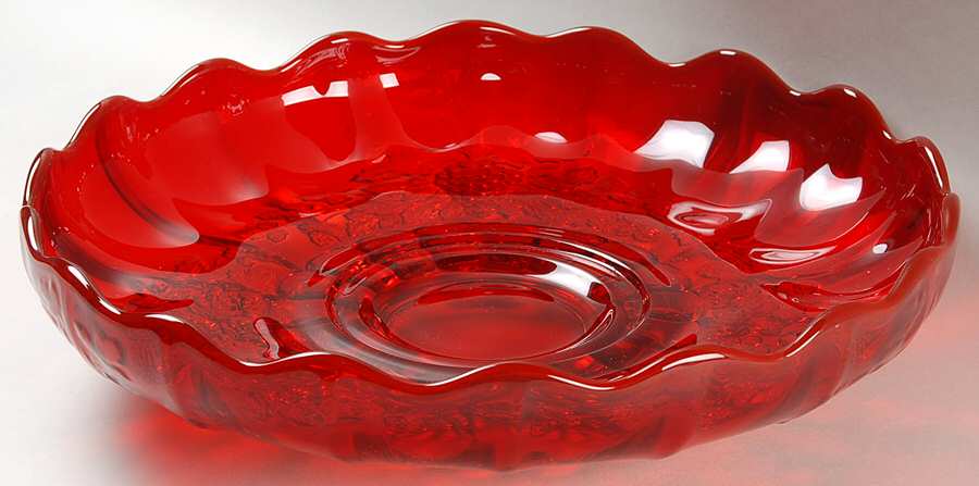 Panel Grape Ruby Lily Bowl by L G Wright Glass-1