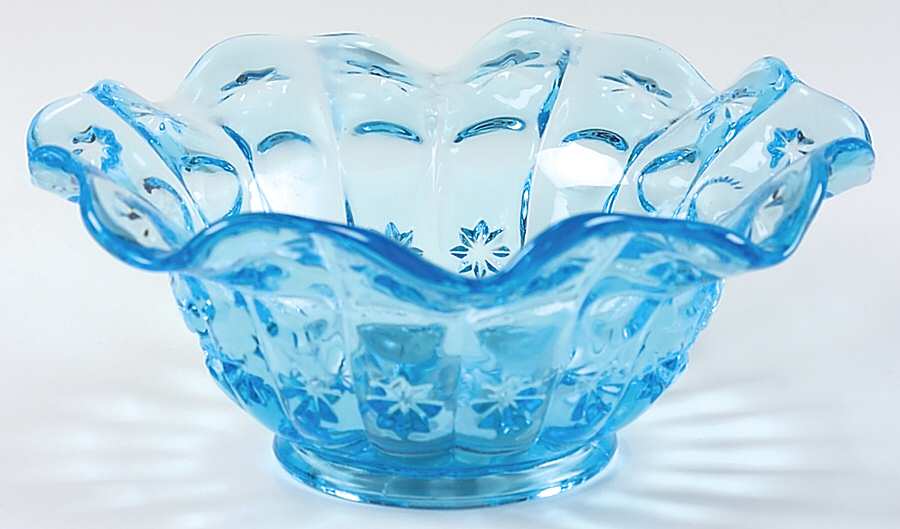 Priscilla Blue 6" Crimped Nappy by L G Wright Glass-1