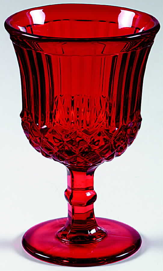 Sawtooth Ruby Water Goblet by L G Wright Glass-1