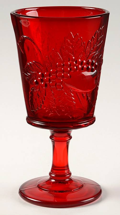 Strawberry and Currant Ruby Water Goblet by L G Wright Glass-1