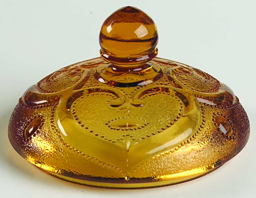 Sweetheart Amber Lid for Sugar Bowl by L G Wright Glass-1