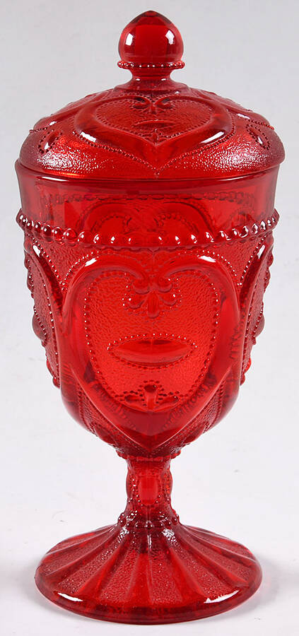 Sweetheart Red Footed Candy Dish & Lid by L G Wright Glass-1