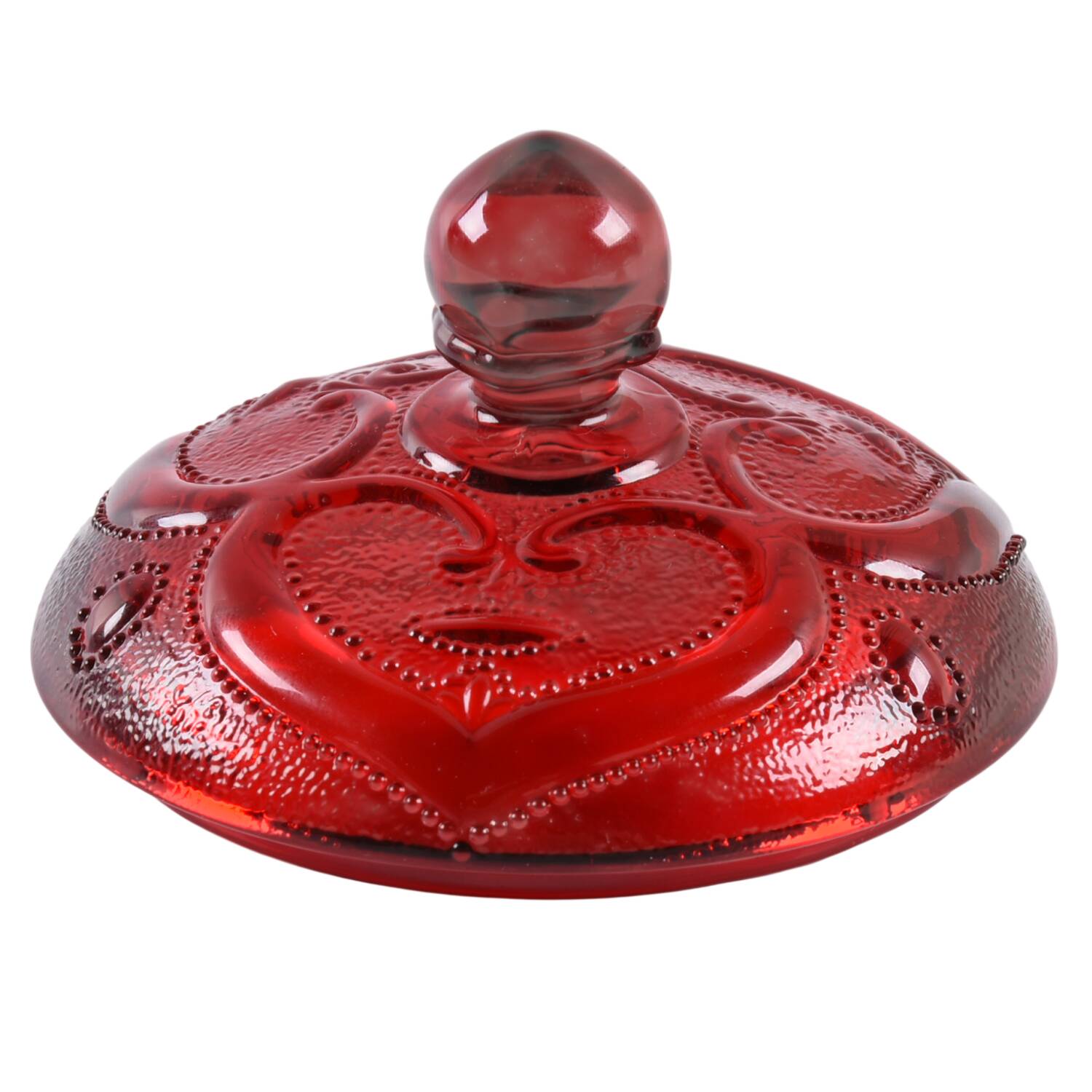 Sweetheart Red Lid for Sugar Bowl by L G Wright Glass-1