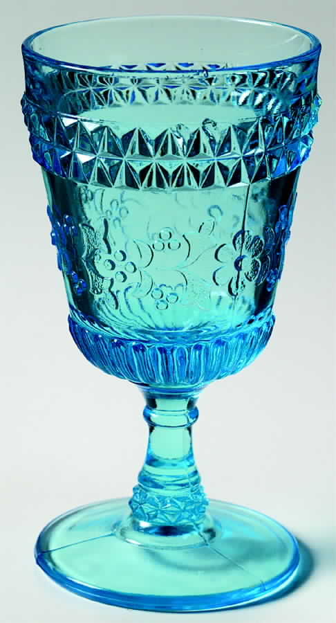 Wildflower Blue Water Goblet by L G Wright Glass-1