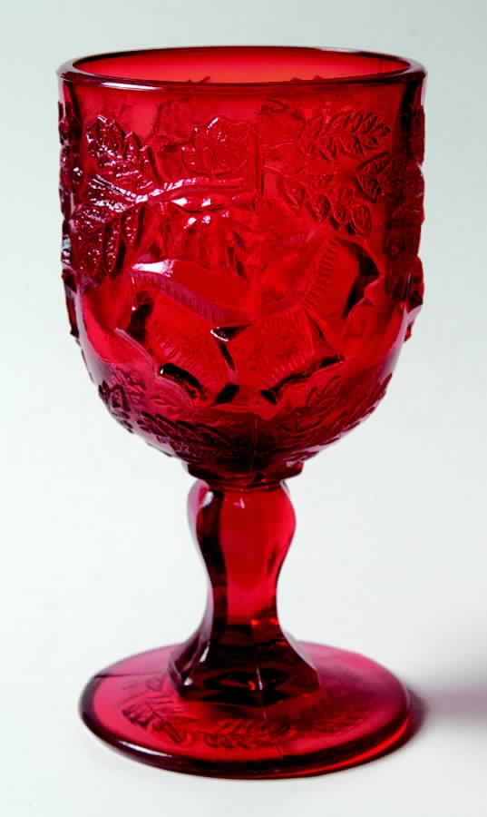 Wild Rose Ruby Water Goblet by L G Wright Glass-1