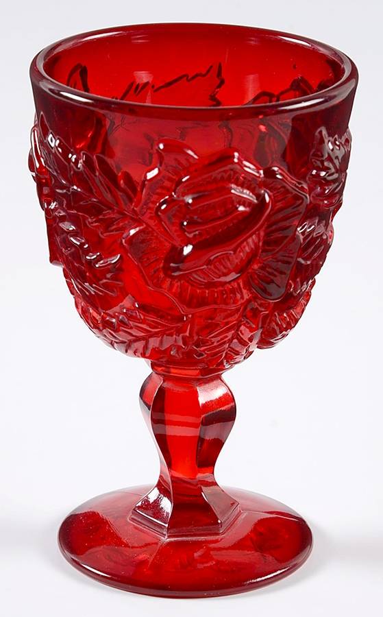 Wild Rose Ruby Wine Glass by L G Wright Glass-1