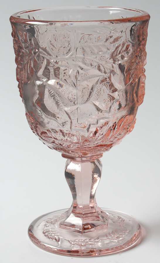 Wild Rose Pink Water Goblet by L G Wright Glass-1