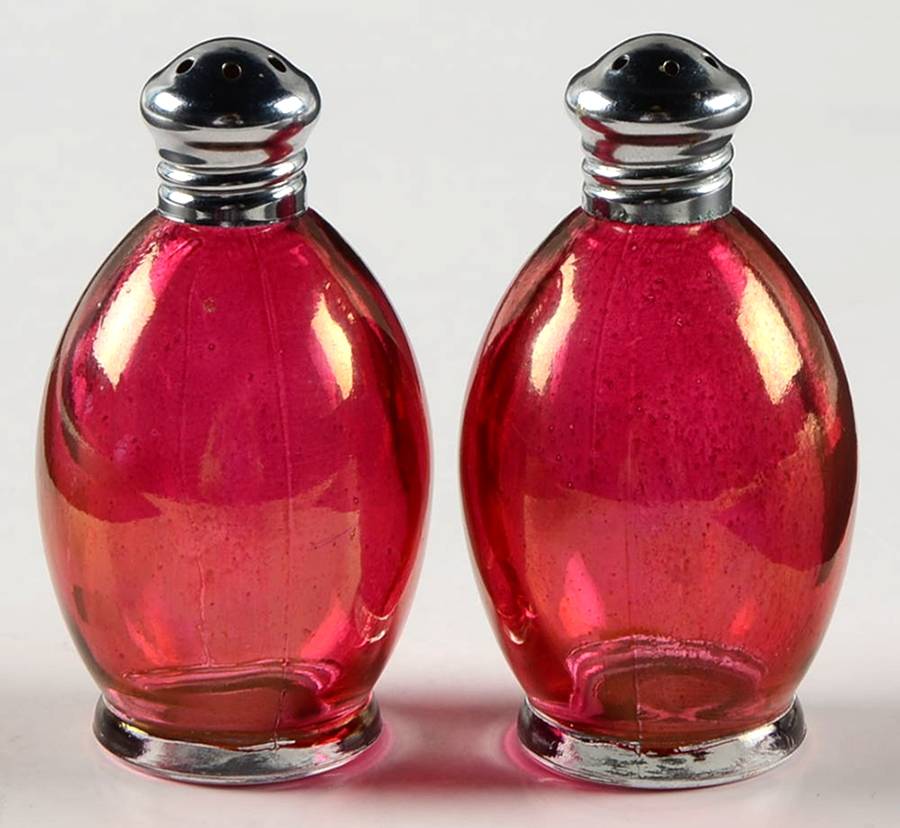 Rose Lustre Mini Shaker Set with Metal Lids by West Virginia Glass Specialty-1