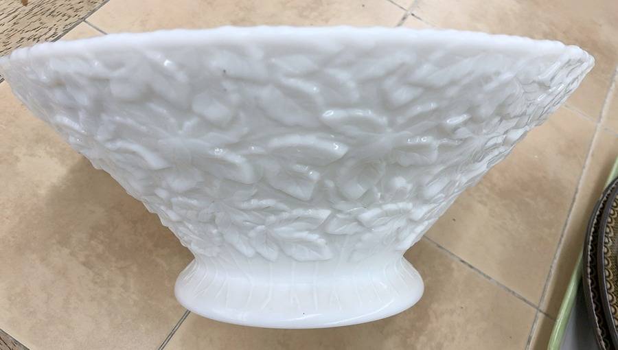 Bramble Milk Glass 12" Round Flared Bowl by Westmoreland-1