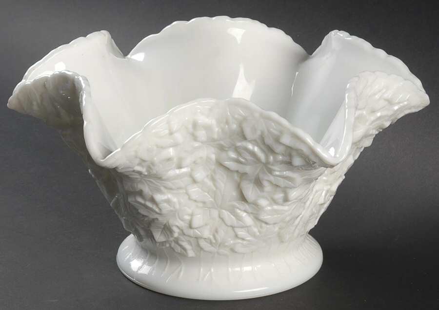 Bramble Milk Glass 10" Round Crimped Bowl by Westmoreland-1