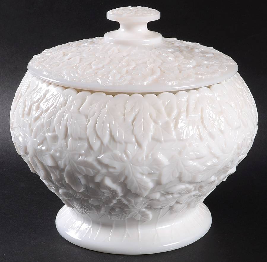 Bramble Milk Glass Cookie Jar & Lid by Westmoreland-1