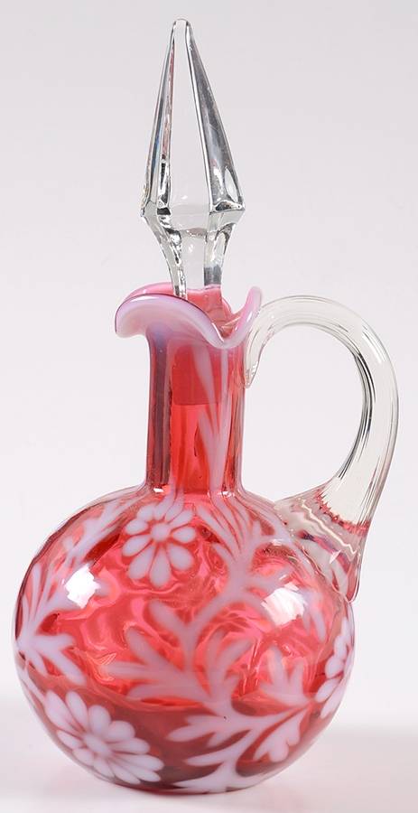 Fern Cranberry Cruet & Stopper by L G Wright Glass-1