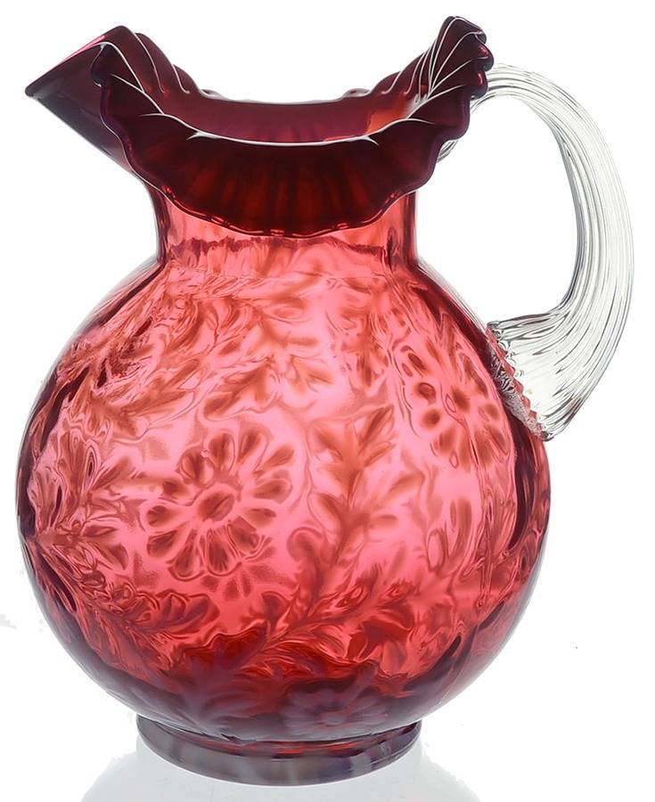Fern Cranberry 80 Oz Pitcher by L G Wright Glass-1