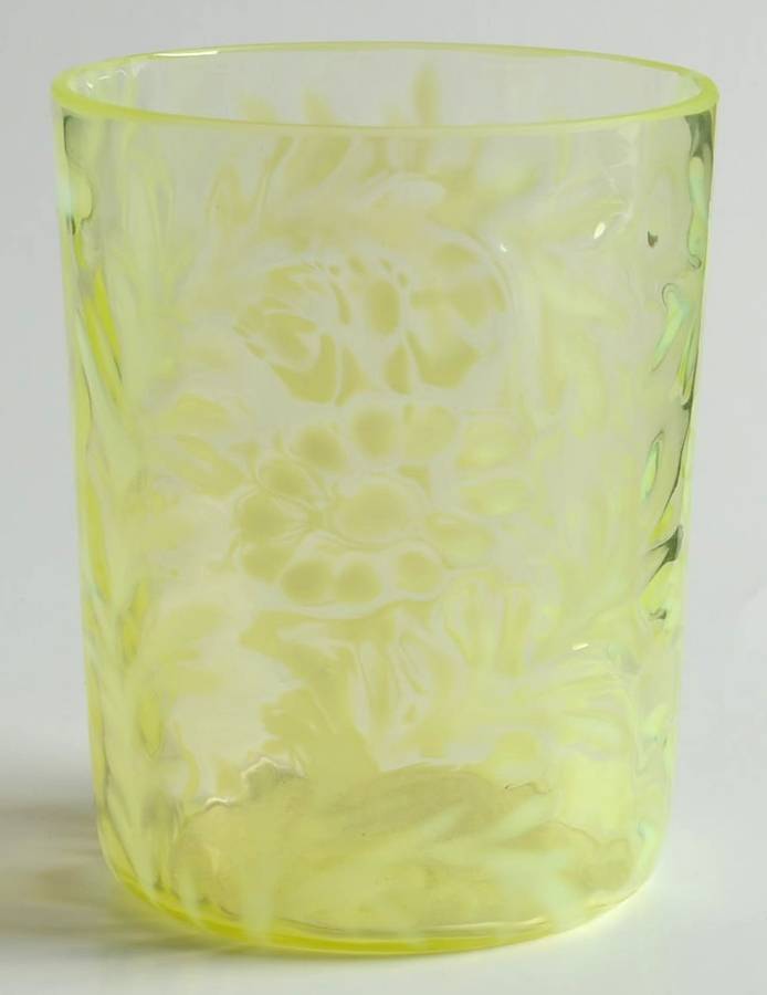 Daisy and Fern Vaseline 8 Oz Flat Tumbler by L G Wright Glass-1