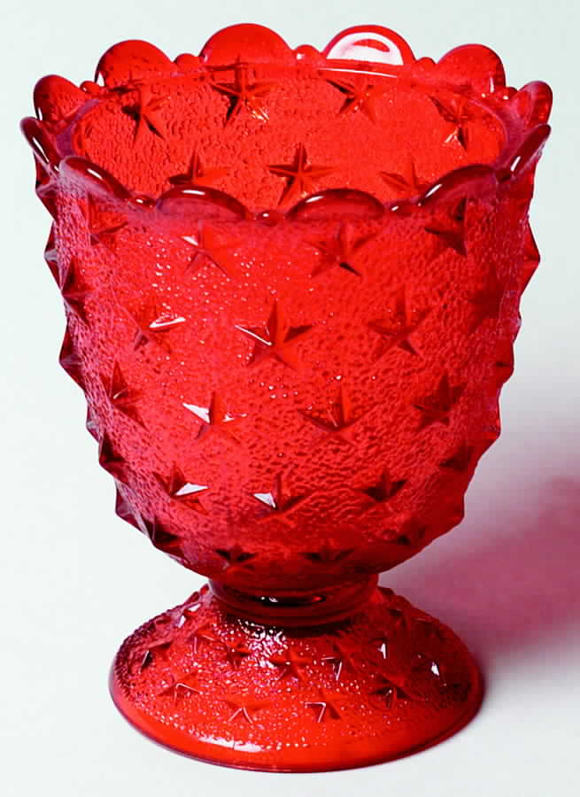 Stippled Star Ruby Sugar Bowl W/Lip No Lid by L G Wright Glass-1
