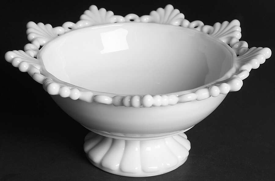 Ring and Petal Milk Glass 8" Round Bowl by Westmoreland-1
