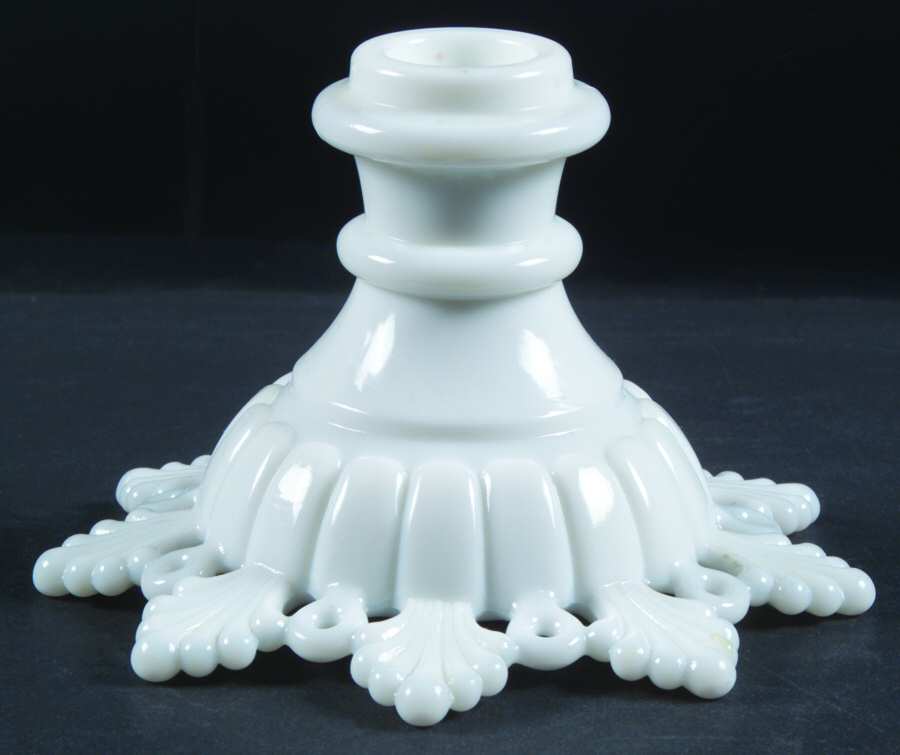 Ring and Petal Milk Glass Single Light Candlestick by Westmoreland-1