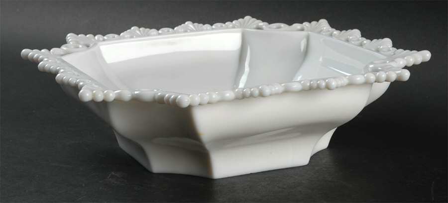 Ring and Petal Milk Glass 10" Square Bowl by Westmoreland-1
