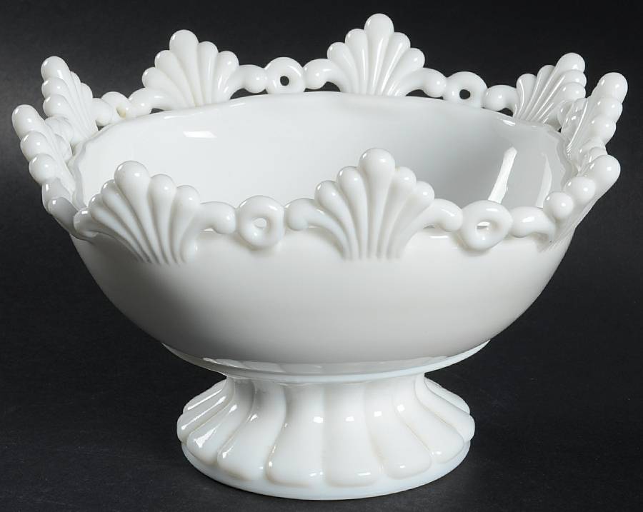 Ring and Petal Milk Glass 7" Square Bowl by Westmoreland-1