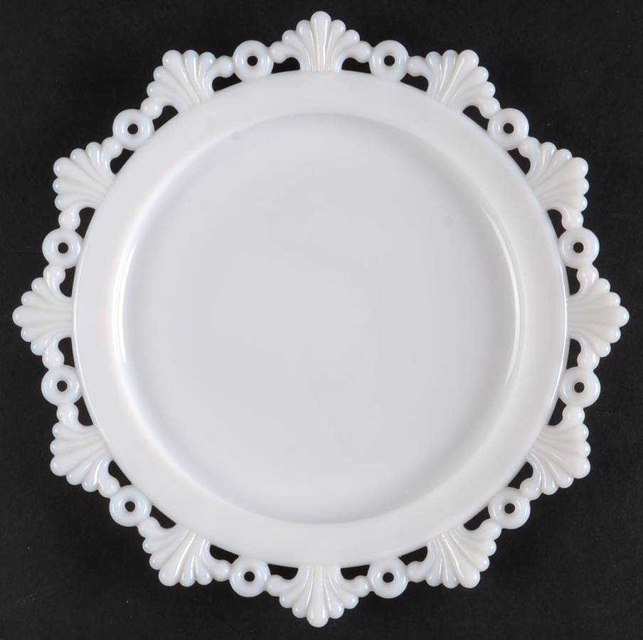 Ring and Petal Milk Glass Salad Plate by Westmoreland-1