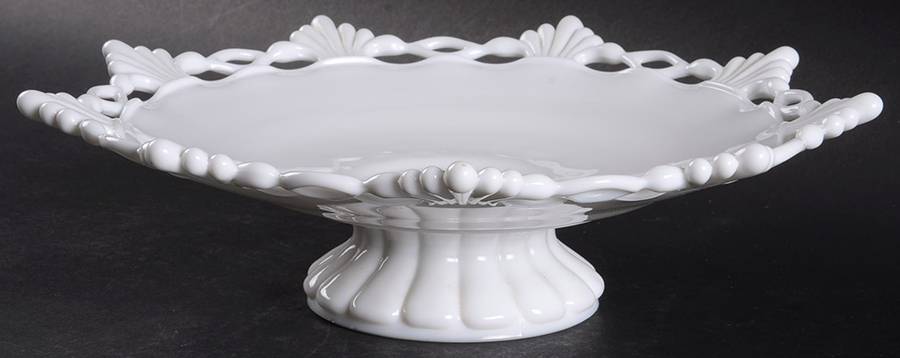 Ring and Petal Milk Glass 10" Footed Cupped Bowl by Westmoreland-1