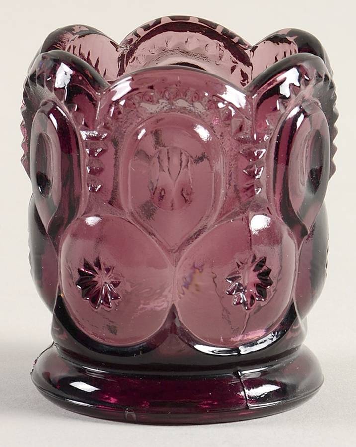 Moon and Star Amethyst Toothpick Holder by L G Wright Glass-1