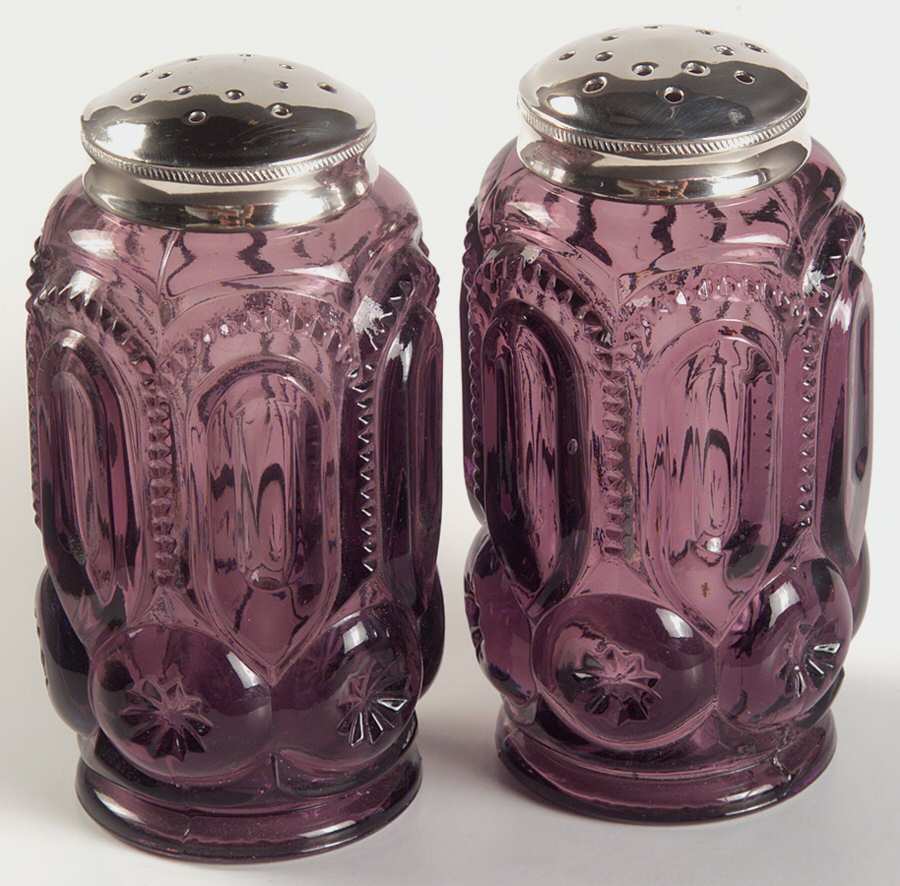 Moon and Star Amethyst Shaker Set w/Metal Lids by L G Wright Glass-1