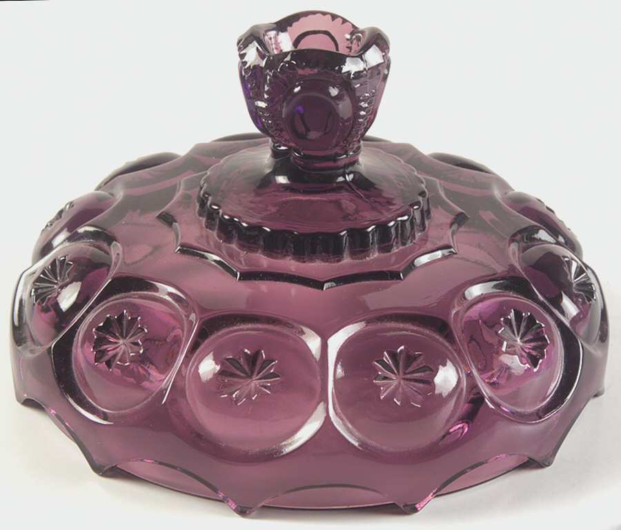 Moon and Star Amethyst Lid for 10" Compote by L G Wright Glass-1