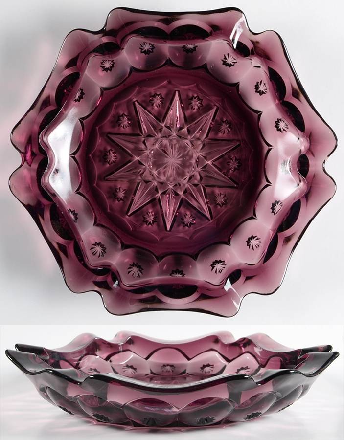 Moon and Star Amethyst 8" Ashtray by L G Wright Glass-1