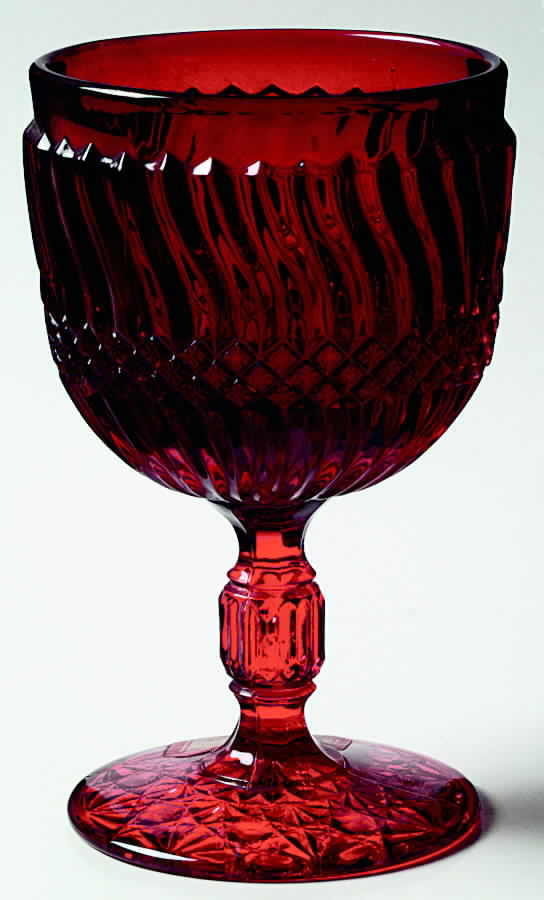 Jersey Swirl Ruby Water Goblet by L G Wright Glass-1