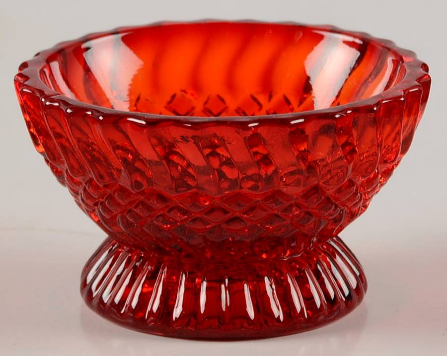 Jersey Swirl Ruby Salt Dip by L G Wright Glass-1