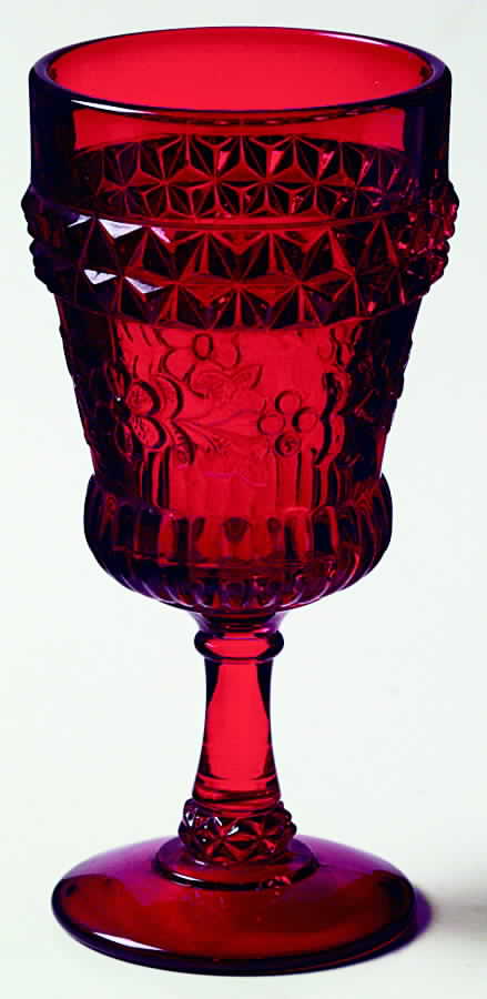 Wildflower Ruby Water Goblet by L G Wright Glass-1
